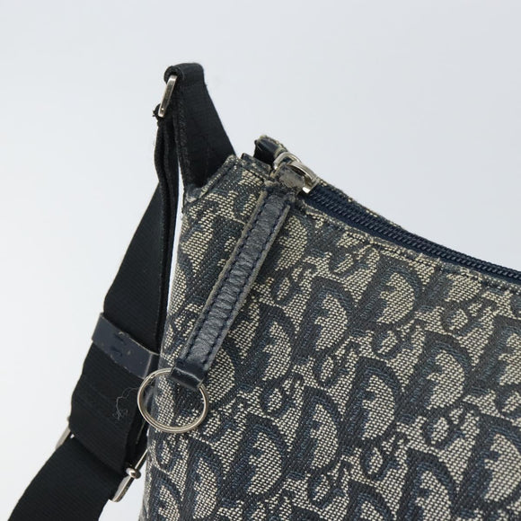 Christian Dior Trotter Canvas Shoulder Bag Navy Silver Auth 164126