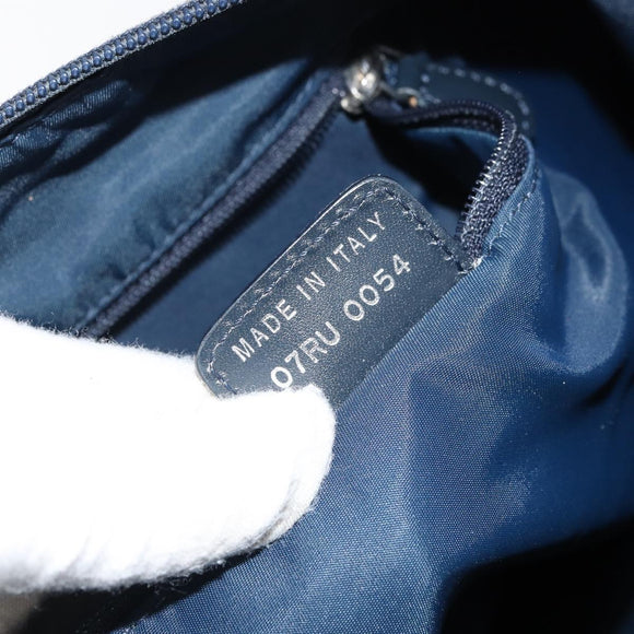 Christian Dior Trotter Canvas Shoulder Bag Navy Silver Auth 164126