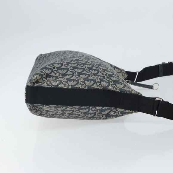 Christian Dior Trotter Canvas Shoulder Bag Navy Silver Auth 164126
