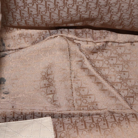 Christian Dior Canage Umhängetasche Leder Elfenbein Silber Auth 164127