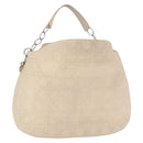 Christian Dior Canage Umhängetasche Leder Elfenbein Silber Auth 164127-1
