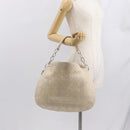 Christian Dior Canage Umhängetasche Leder Elfenbein Silber Auth 164127-24