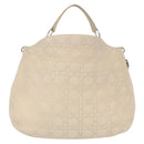 Christian Dior Canage Umhängetasche Leder Elfenbein Silber Auth 164127-2