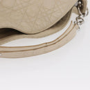 Christian Dior Canage Umhängetasche Leder Elfenbein Silber Auth 164127-7