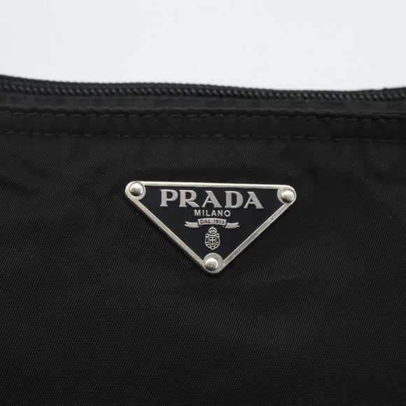 PRADA Shoulder Bag Nylon Black Silver Auth 164134