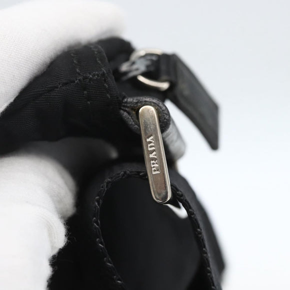PRADA Shoulder Bag Nylon Black Silver Auth 164134