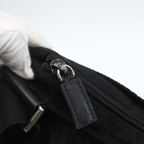 PRADA Shoulder Bag Nylon Black Silver Auth 164134