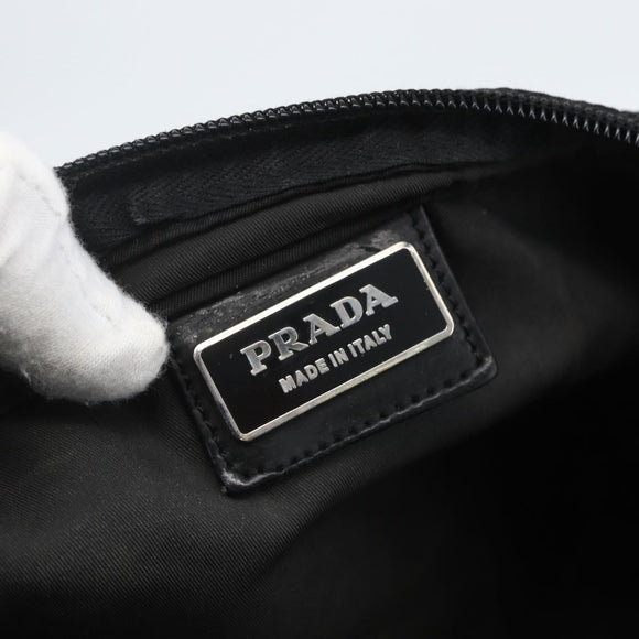 PRADA Shoulder Bag Nylon Black Silver Auth 164134