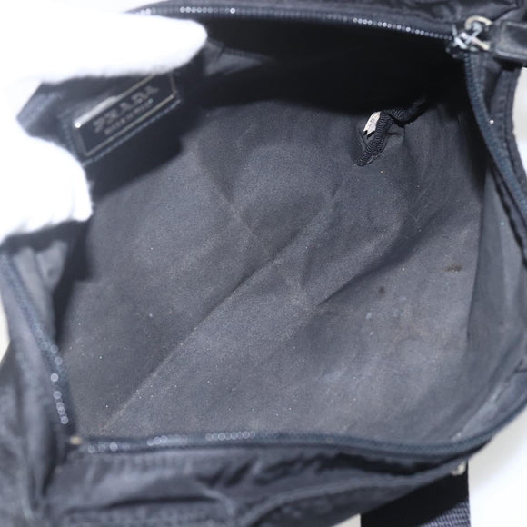 PRADA Shoulder Bag Nylon Black Silver Auth 164134