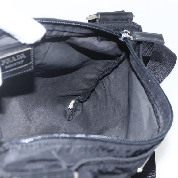 PRADA Shoulder Bag Nylon Black Silver Auth 164134
