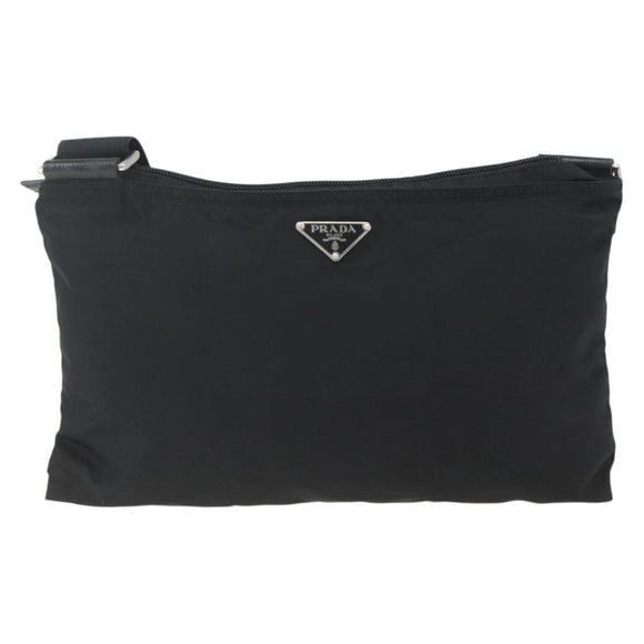 PRADA Shoulder Bag Nylon Black Silver Auth 164134
