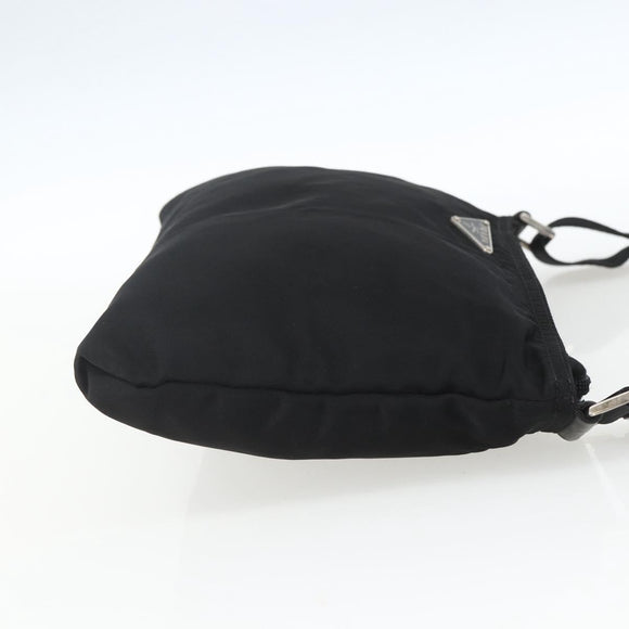 PRADA Shoulder Bag Nylon Black Silver Auth 164134