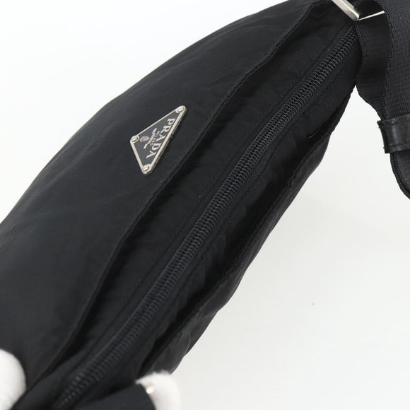 PRADA Shoulder Bag Nylon Black Silver Auth 164134