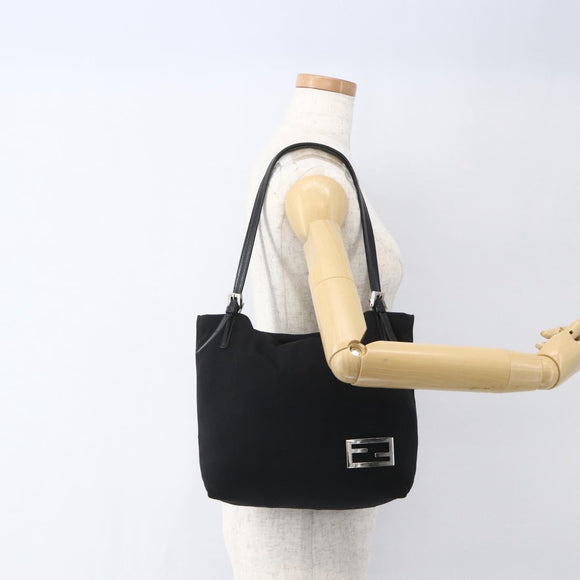 FENDI Tote Bag Black Silver Auth 164135