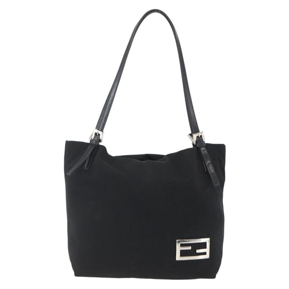 FENDI Tote Bag Black Silver Auth 164135
