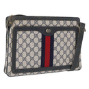 GUCCI GG Supreme Sherry Line Bag PVC Navy Gold Red 14 02 013 Auth 164136-1