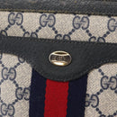GUCCI GG Supreme Sherry Line Bag PVC Navy Gold Red 14 02 013 Auth 164136-19