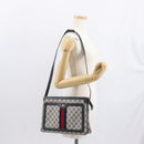 GUCCI GG Supreme Sherry Line Bag PVC Navy Gold Red 14 02 013 Auth 164136-28