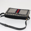 GUCCI GG Supreme Sherry Line Bag PVC Navy Gold Red 14 02 013 Auth 164136-7