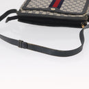 GUCCI GG Supreme Sherry Line Bag PVC Navy Gold Red 14 02 013 Auth 164136-8