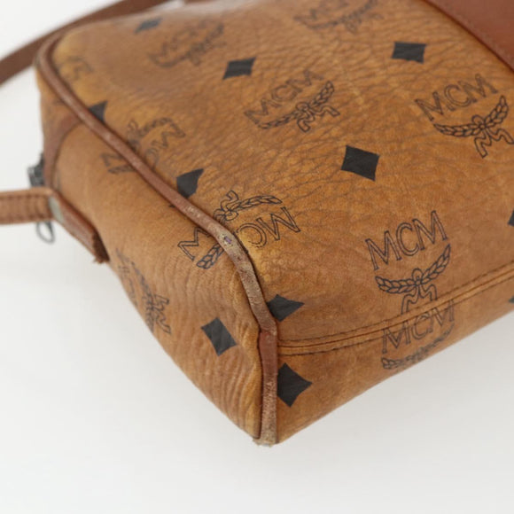 MCM Logogram Vicetos Shoulder Bag PVC Leather Brown Gold Auth 164139