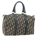 Christian Dior Trotter Canvas Boston Bag Navy Silver Auth 164140-1