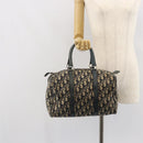 Christian Dior Trotter Canvas Boston Bag Navy Silver Auth 164140-20