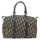 Christian Dior Trotter Canvas Boston Bag Navy Silver Auth 164140-13