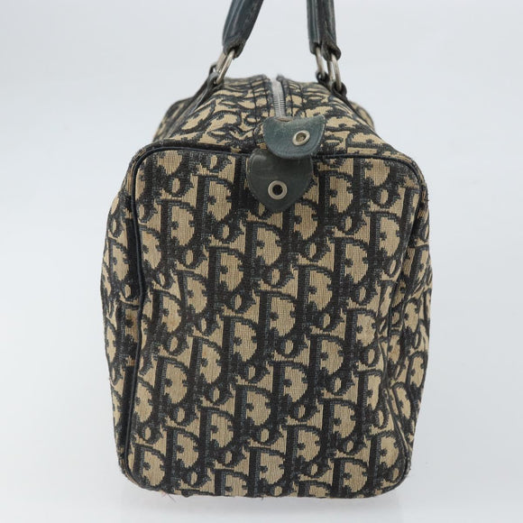 Christian Dior Trotter Canvas Boston Bag Navy Silver Auth 164140