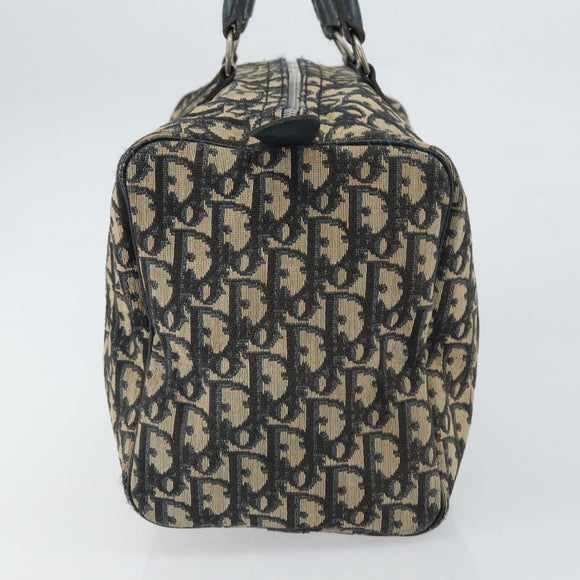 Christian Dior Trotter Canvas Boston Bag Navy Silver Auth 164140