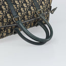 Christian Dior Trotter Canvas Boston Bag Navy Silver Auth 164140-7
