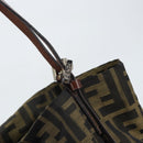 FENDI Zucca Canvas Tote Bag Black Brown Auth 164142-9