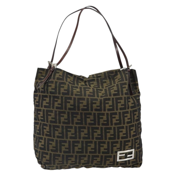 FENDI Zucca Canvas Tragetasche Schwarz Braun Original 164142