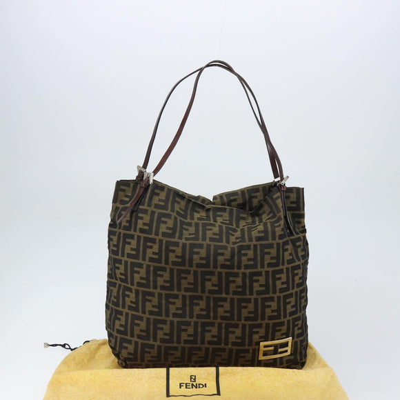 FENDI Zucca Canvas Tragetasche Schwarz Braun Original 164142