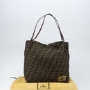 FENDI Zucca Canvas Tote Bag Black Brown Auth 164142-12