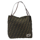 FENDI Zucca Canvas Tote Bag Black Brown Auth 164142-13