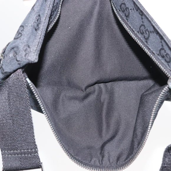 GUCCI GG Canvas Waist bag Black Silver 28566 Auth 164144