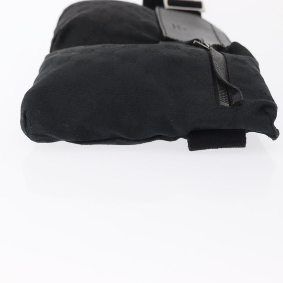 GUCCI GG Canvas Waist bag Black Silver 28566 Auth 164144