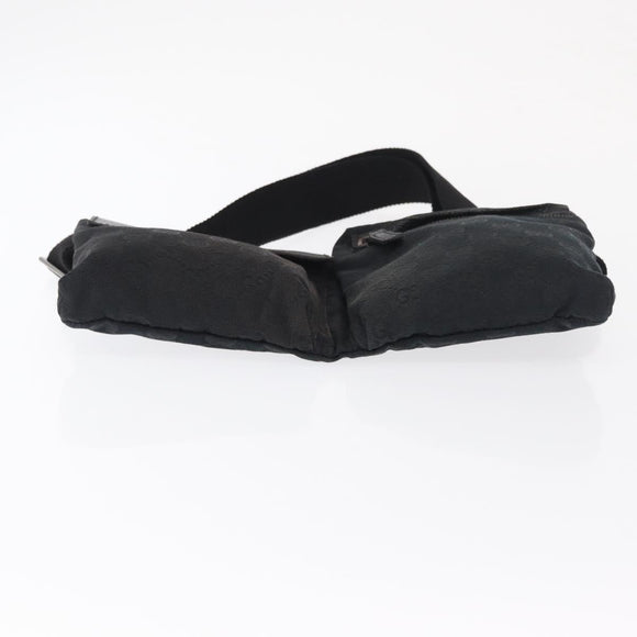 GUCCI GG Canvas Waist bag Black Silver 28566 Auth 164144