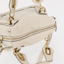 Chloe Paraty Hand Bag Leather 2way White Gold Auth 164145-6