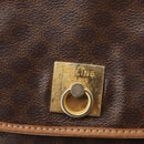 CELINE Macadam Canvas Backpack PVC Leather Brown Gold Auth 164150-17