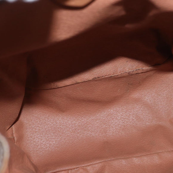 CELINE Macadam Canvas Backpack PVC Leather Brown Gold Auth 164150