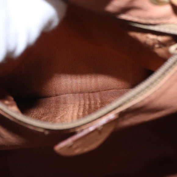 CELINE Macadam Canvas Backpack PVC Leather Brown Gold Auth 164150