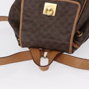 CELINE Macadam Canvas Backpack PVC Leather Brown Gold Auth 164150-7
