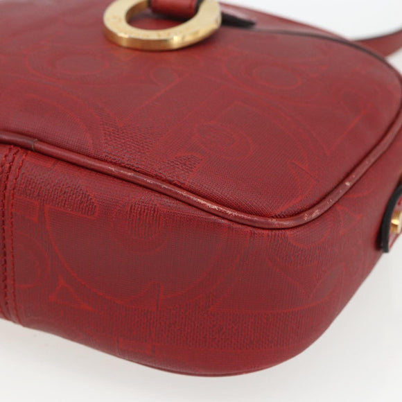 Christian Dior Trotter Canvas Shoulder Bag Red Gold Auth 164154