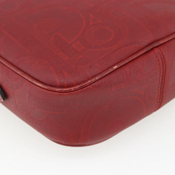Christian Dior Trotter Canvas Shoulder Bag Red Gold Auth 164154