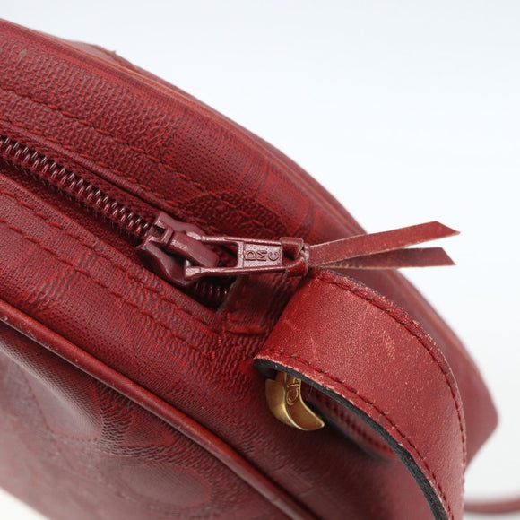Christian Dior Trotter Canvas Shoulder Bag Red Gold Auth 164154