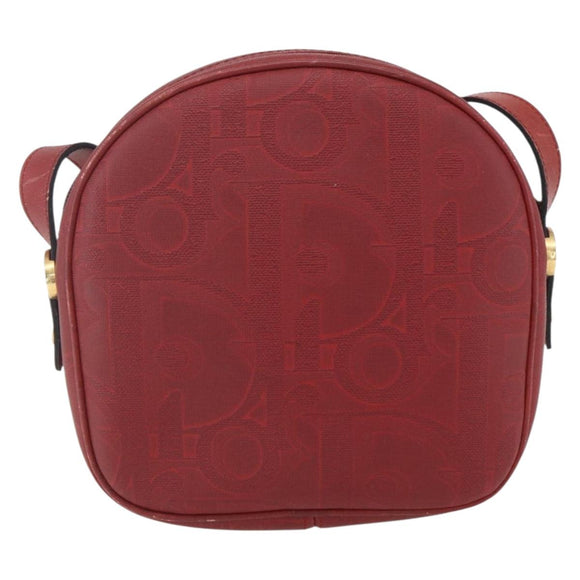 Christian Dior Trotter Canvas Shoulder Bag Red Gold Auth 164154