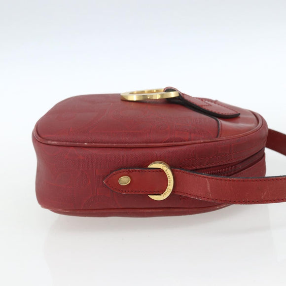 Christian Dior Trotter Canvas Shoulder Bag Red Gold Auth 164154