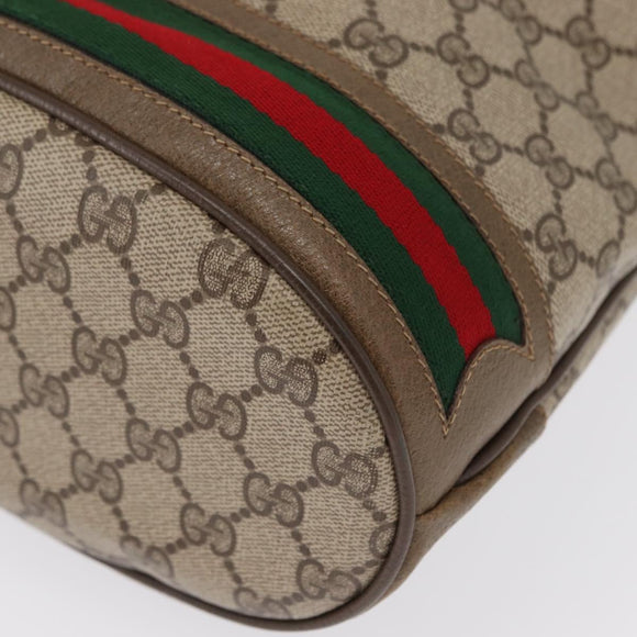 GUCCI GG Supreme Web Sherry Line Bag PVC Beige Gold 41 02 085 Auth 164159